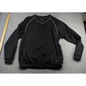 FootJoy Men's Golf Pullover Windbreaker Black Size Large Lightweight V-Neck LOGO